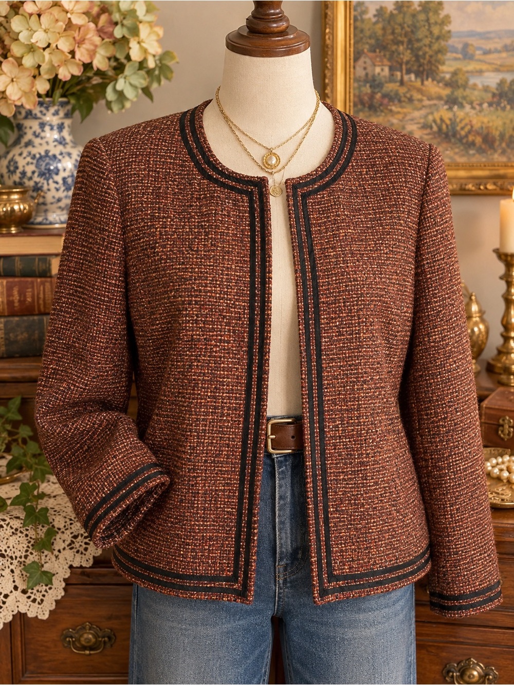 Koret Women's Vintage Open-Front Collarless Blazer, size 22W